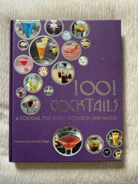 1001 Cocktails Hardcover Book - Purple Cocktail Recipe Book